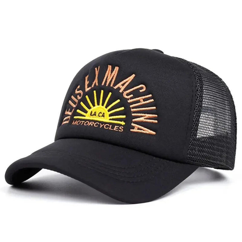 New Outdoor Unisex Embroidered Letters Baseball Hats Color Block Sunshade Mesh Breathable