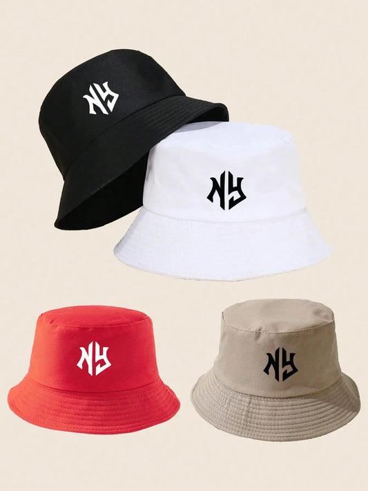 NY Letter Patterned Bucket Hats