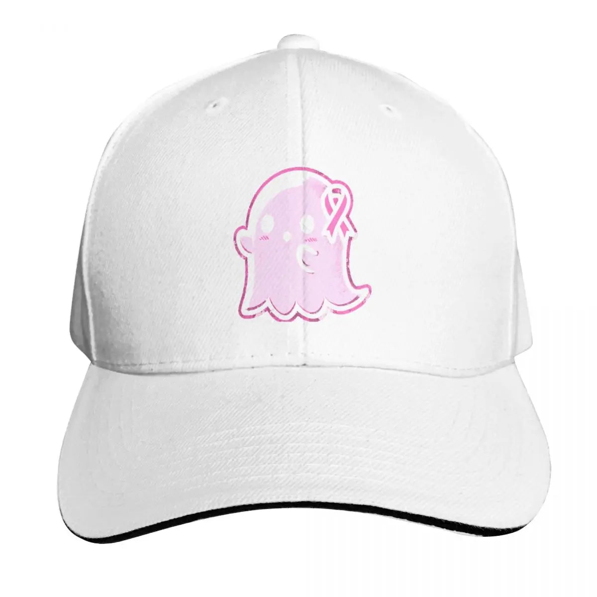 Pink Ribbon Ghost Charm Baseball Cap