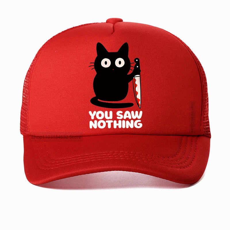 You Saw Nothing Black Cat Baseball Cap