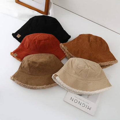 Lambswool Winter Bucket Hat Soft Thickened Cold Weather Panama Hat Warm
