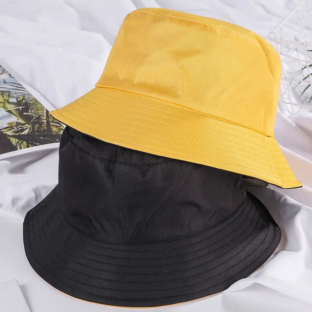 Double-sided Wearing Cap Solid Color Bucket Hat Men Women