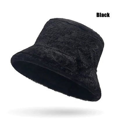 New Autumn and Winter Lady Thick Warm Skin-Friendly Soft Plush Bucket Hat Leopard Print Bucket Hat