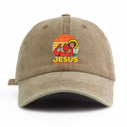 JESUS HAS U BACK Print Washed Baseball Cap For Adults