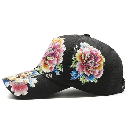 Flower Sun Hats Printed Chinese Style Floral Sun Hats Baseball Hat