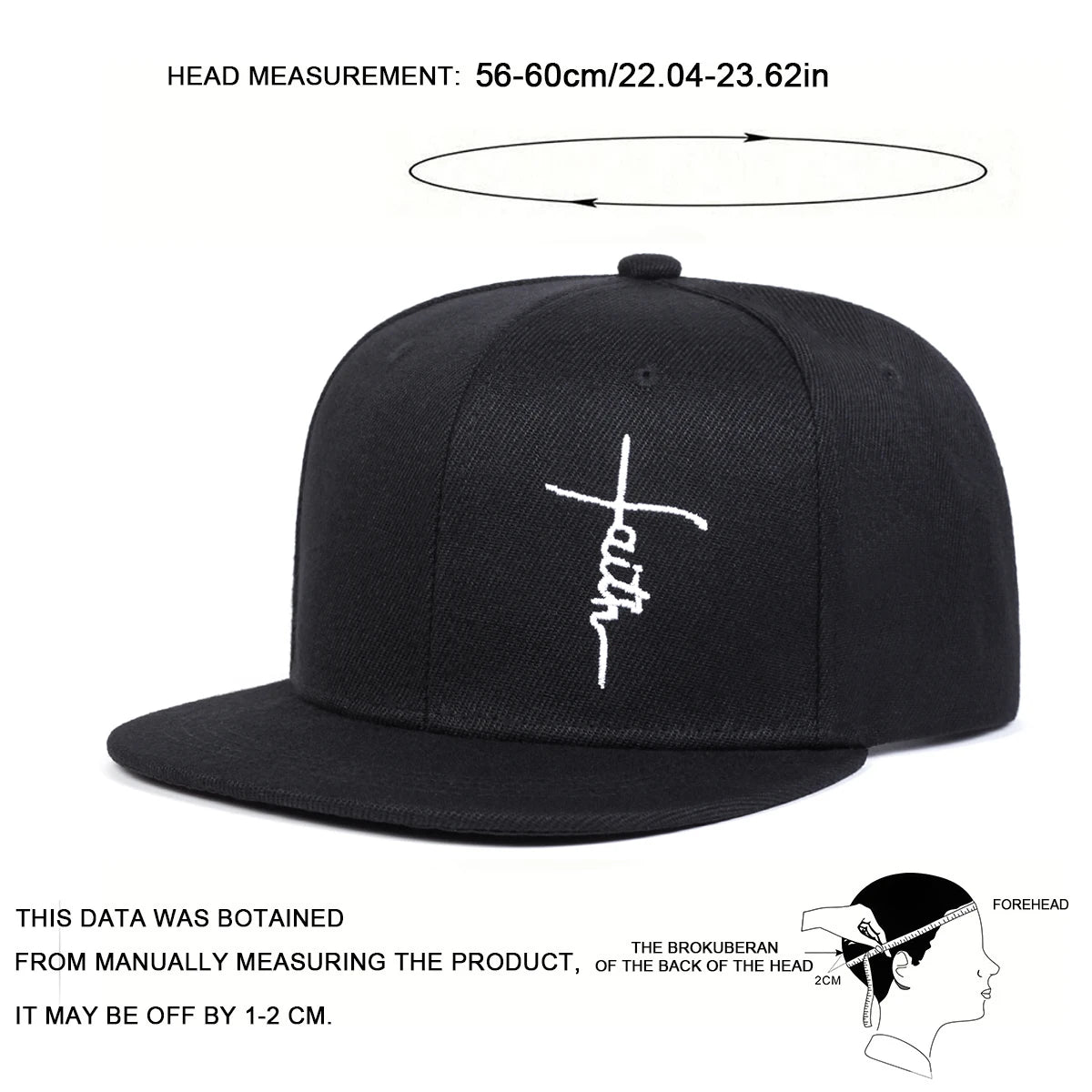 Unisex Faith Letter Cross Embroidery Hip-hop Hats Baseball Caps Sunscreen Hat Snapback Cap