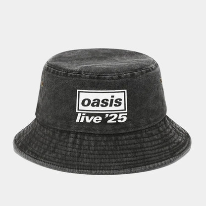 NEW OASIS Printed Washed Bucket Hat Men Women Party Music