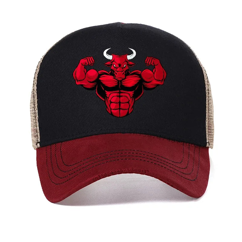Angry Bull Head Print Summer Baseball Cap