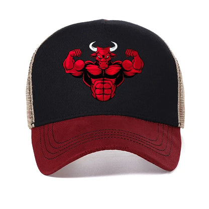 Angry Bull Head Print Summer Baseball Cap