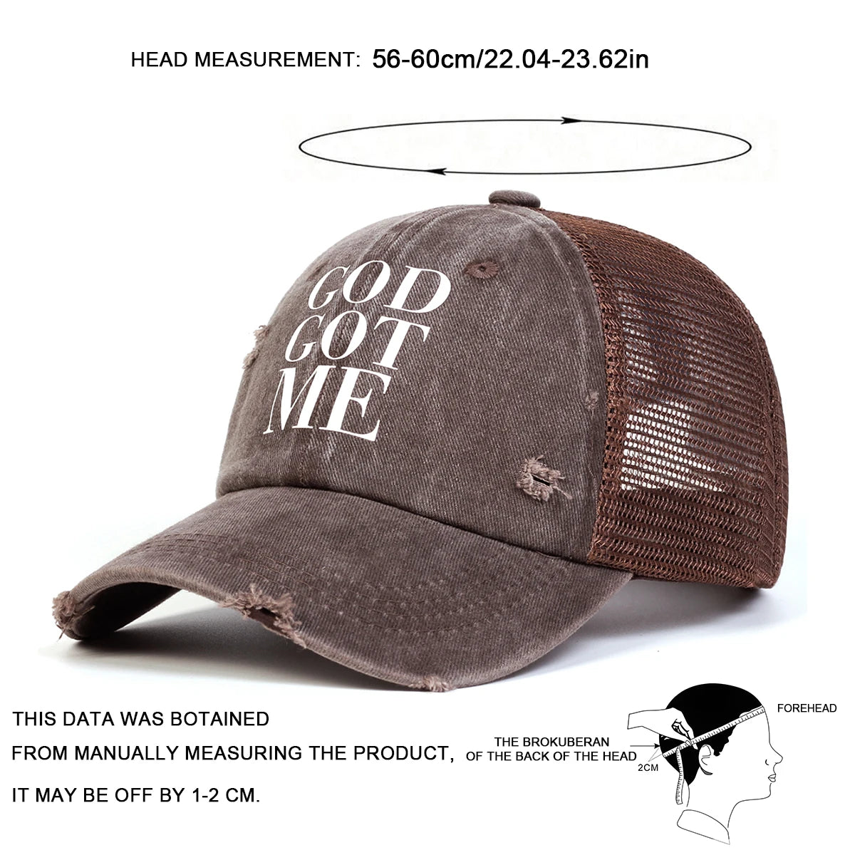 Unisex GOD GOT ME Letter Print Wash Baseball Caps