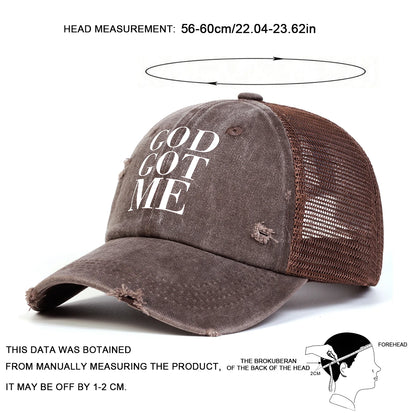 Unisex GOD GOT ME Letter Print Wash Baseball Caps