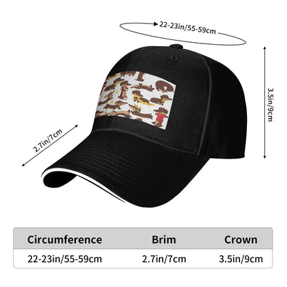 Funny Dachshund A Cute Cartoon Dog Pattern Cap Baseball Caps