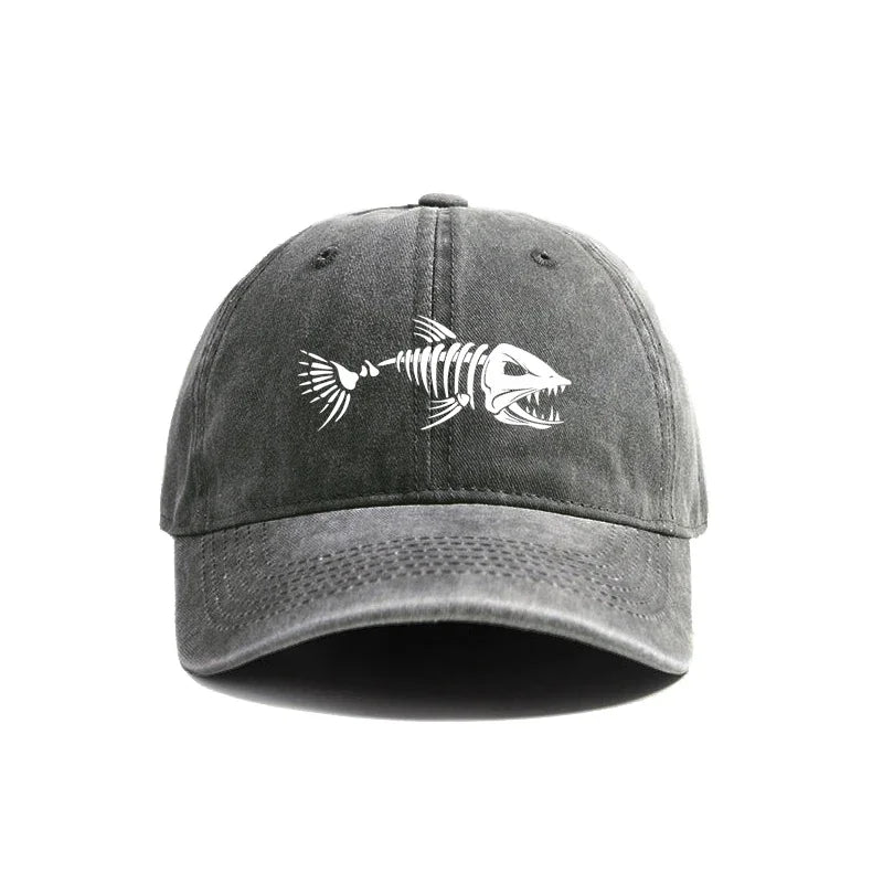 Fishbone Baseball Cap Fishing Skeleton Fish Bone Caps