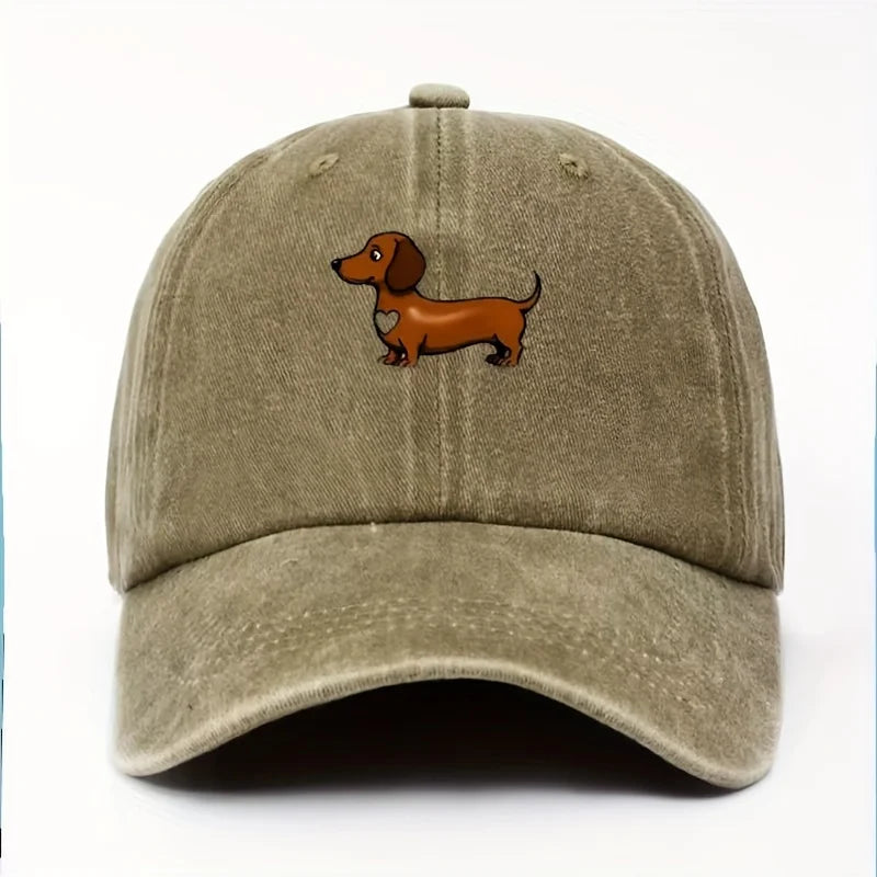 Cute Sausage Dog Pattern Printed Baseball Caps