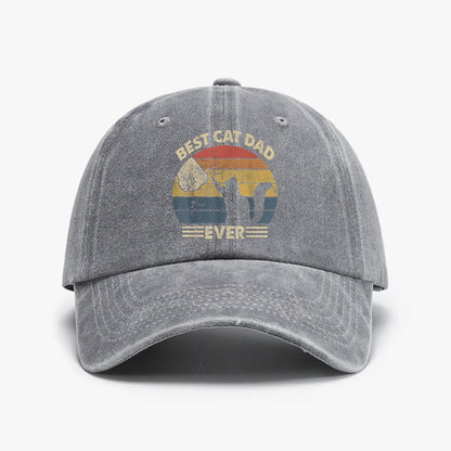Mens Vintage Best Cat Dad Ever Bump Cat Lover Washed Baseball Cap