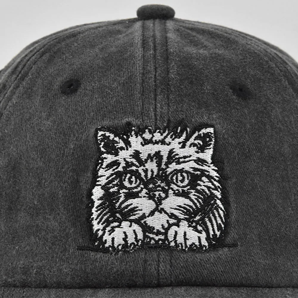 Vintage Cat Embroidery Baseball Cap
