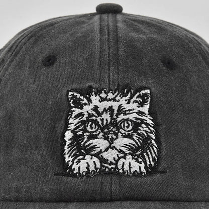 Vintage Cat Embroidery Baseball Cap