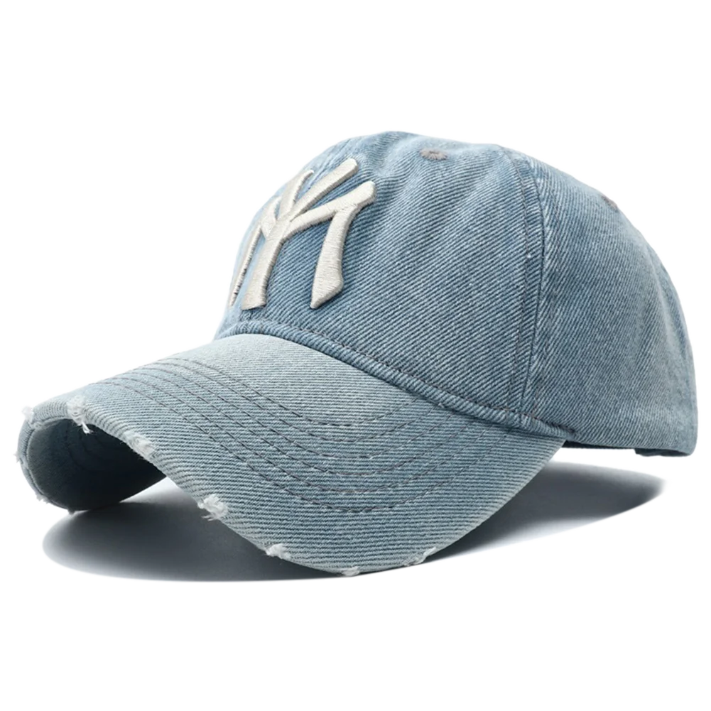 High Quality MY Embroidered Washed Denim Baseball Cap for Men Women