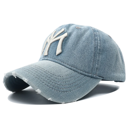 High Quality MY Embroidered Washed Denim Baseball Cap for Men Women