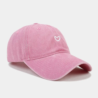 Washed Cotton Baseball Cap Women Men Soft Top Embroidered Love Retro