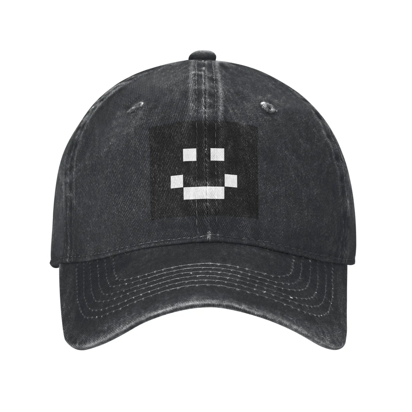 Quackity Merch Smile Logo Washed Denim Cap Casual Baseball Caps