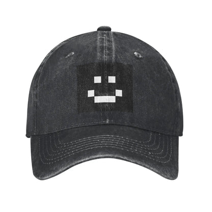 Quackity Merch Smile Logo Washed Denim Cap Casual Baseball Caps