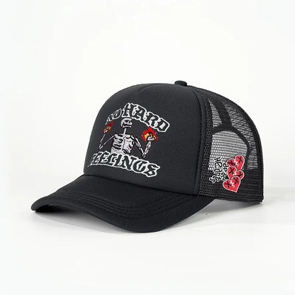 Unisex Skull Flame Embroidery Baseball Caps