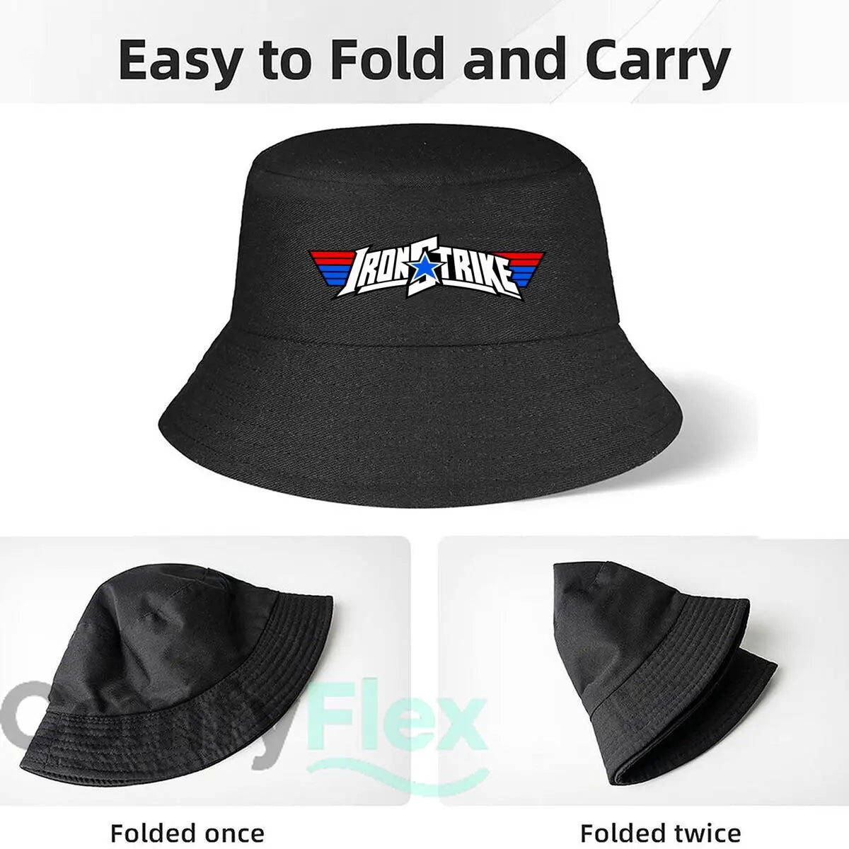 Patriotic Hero Block Letter Emblem Fisherman Hat Winter Cap Bucket Hat