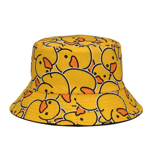Summer Sun Hat Reversible Yellow Duck Bucket Hat