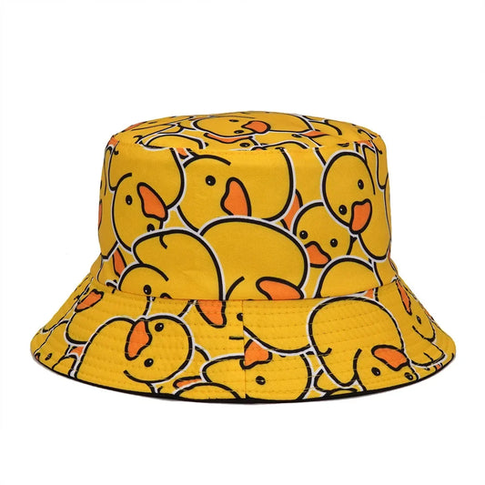 Summer Sun Hat Reversible Yellow Duck Bucket Hat