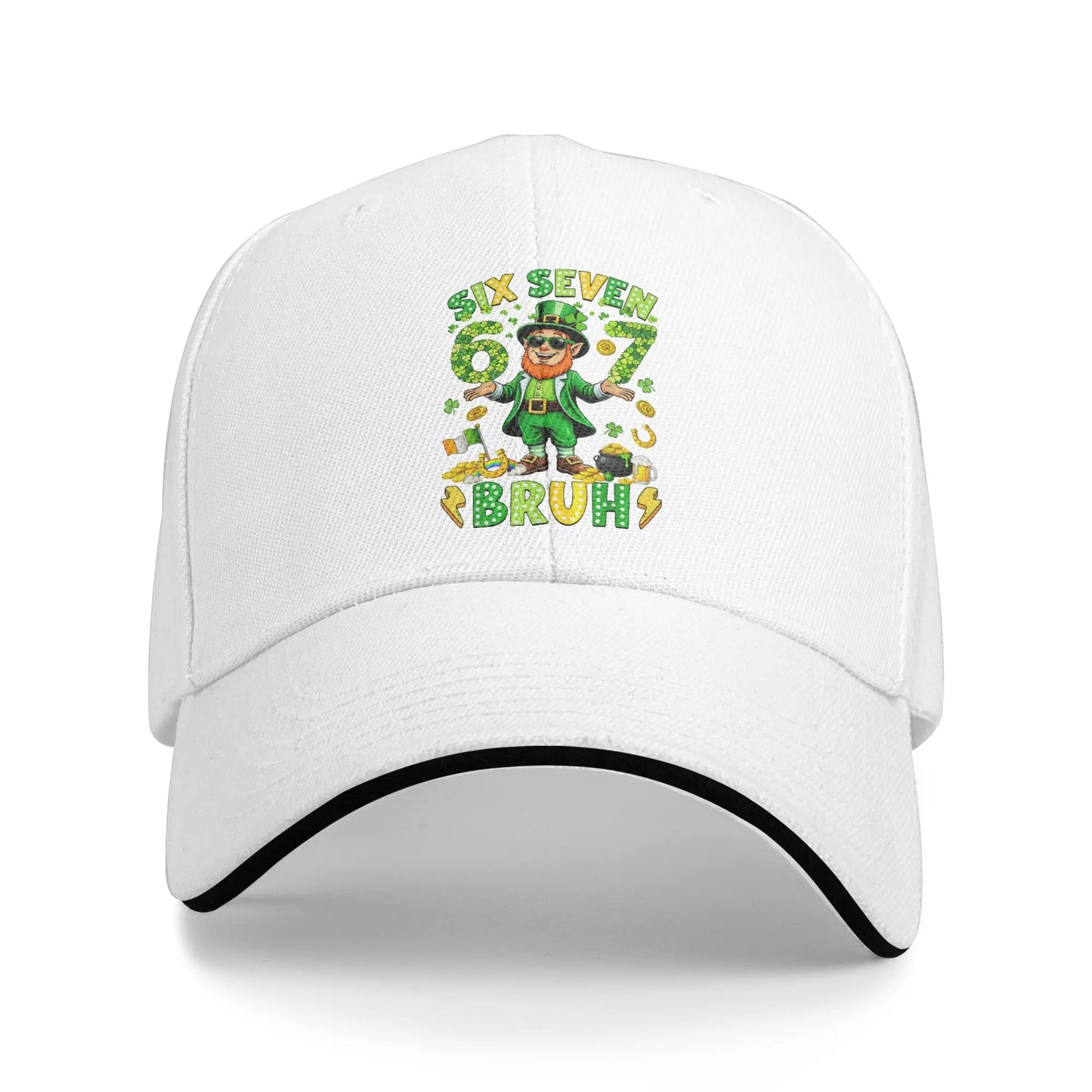 Six Seven Bruh St Patricks Day Leprechaun Meme 6 7 Casual Baseball Cap