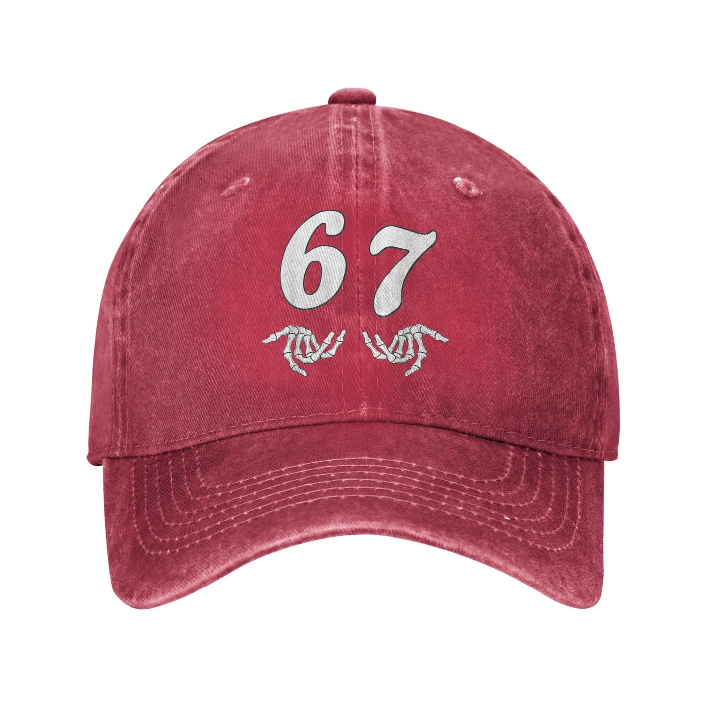 Summer Funny Six Seven 6 7 Meme Halloween 67 Skeleton Hand Baseball Cap