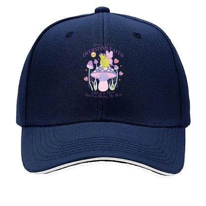 Just A Little Overstimulated Frog Mushroom Doing My Best Sandwich Baseball Cap