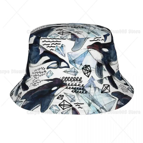 Bob Cap Killer Whale Watercolor Arctic Ice and Ocean Hip Hop Gorros Panama Windproof