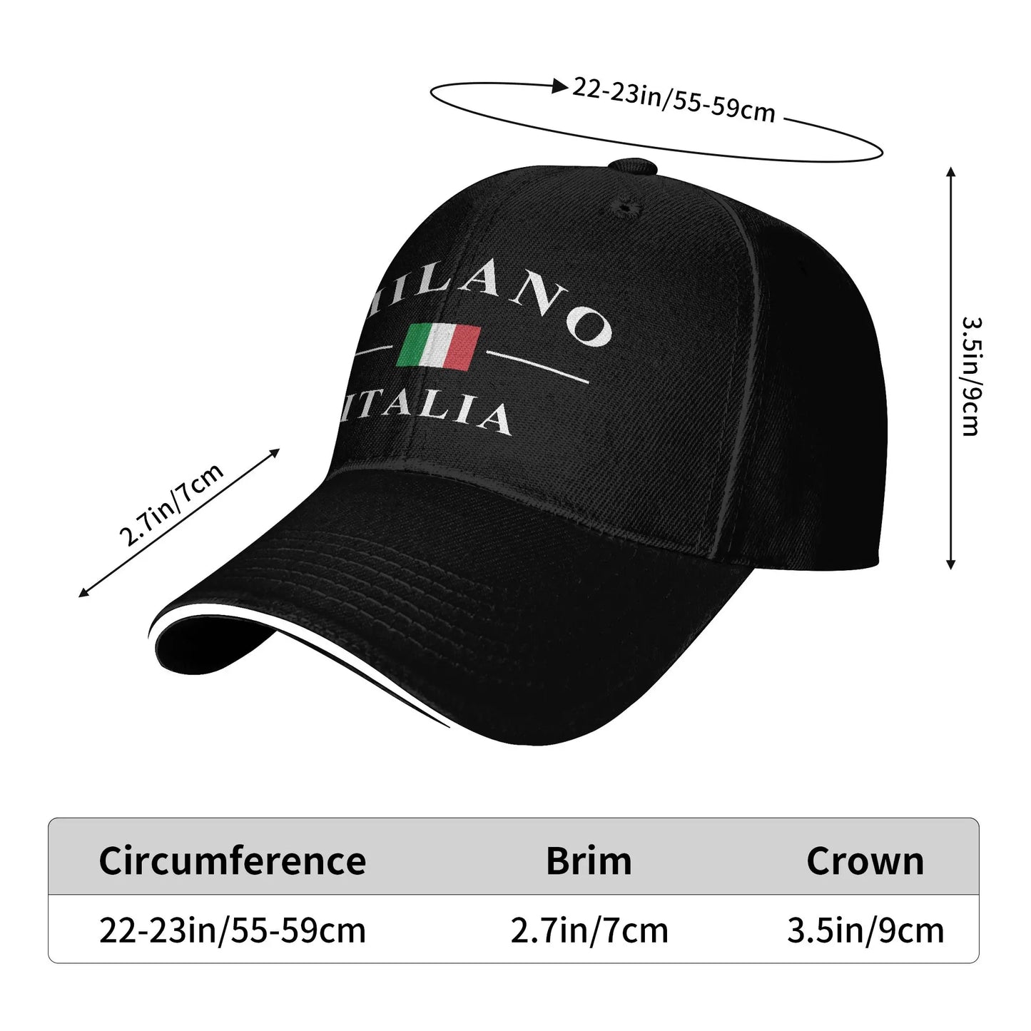 Custom Fashion Milano Italy Flag Baseball Cap Women Men