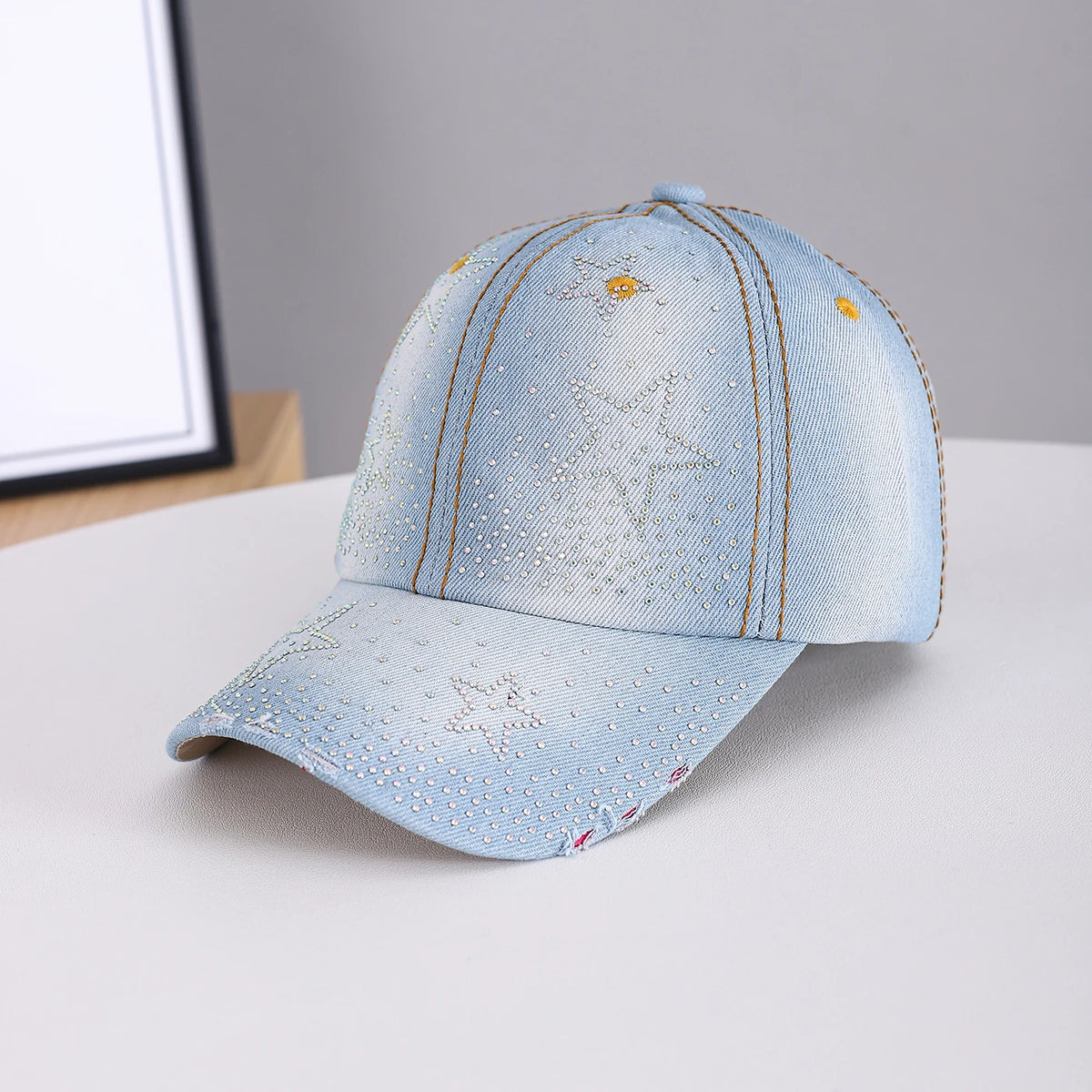 Vintage Chic Style Star-Shaped Rhinestone Five-Pointed Star Baseball Cap