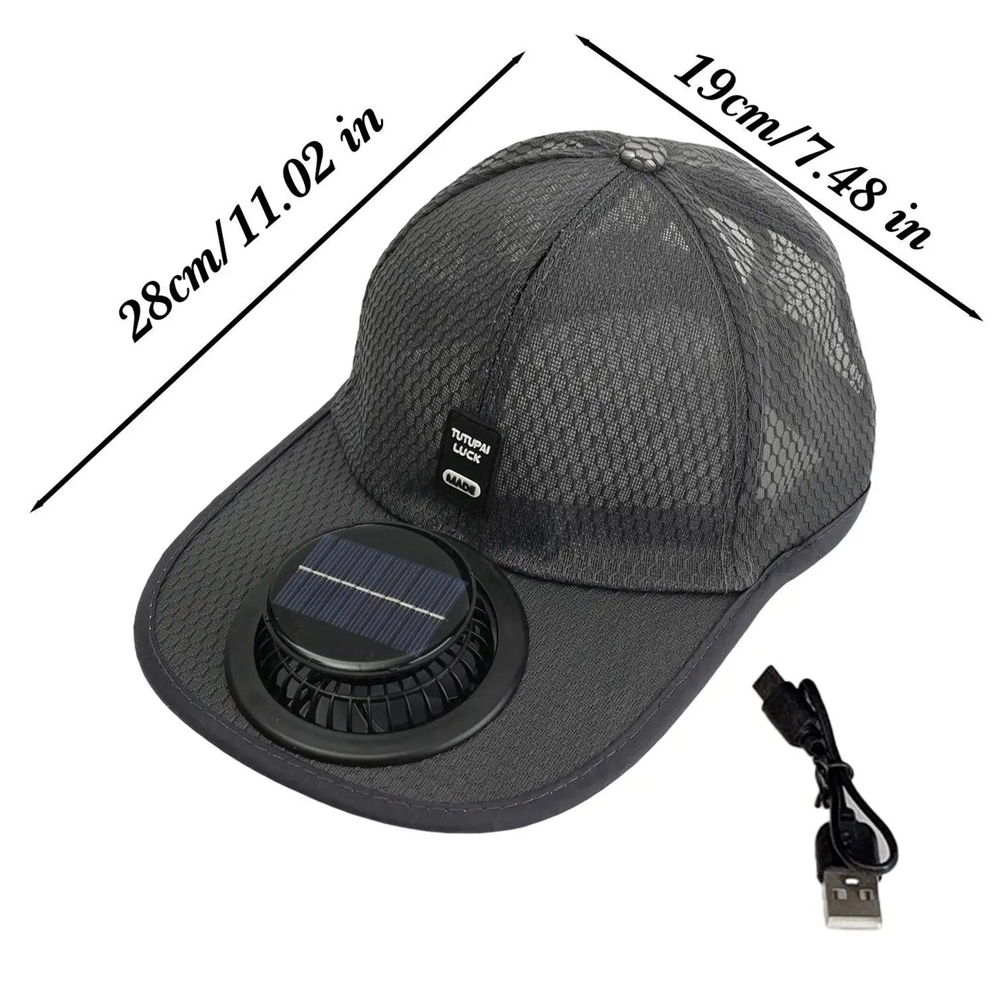 Summer Breathable Mesh Cap Solar Fan Cap Baseball Cap