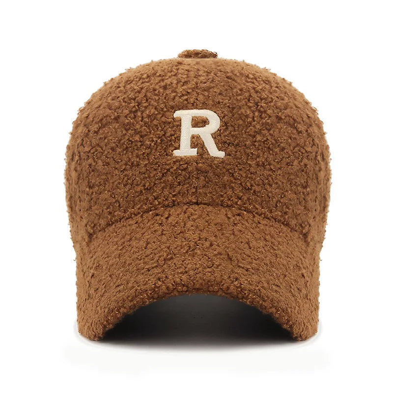 Baseball Cap Embroidered 'R' Letter Face-Slimming Hat