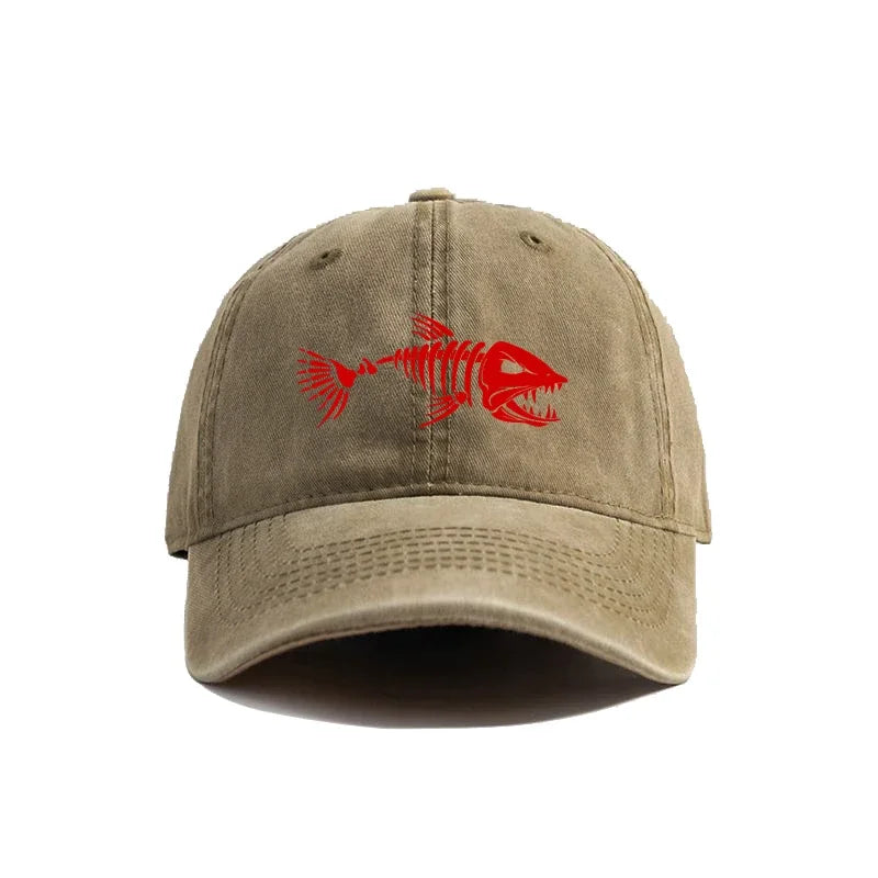 Fishbone Baseball Cap Fishing Skeleton Fish Bone Caps
