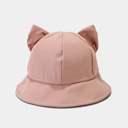 New Cartoon Cat Ear Bucket Hat Cap For Girl Sun Hat Women Korean