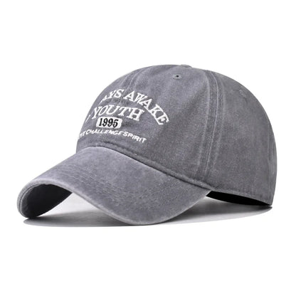 Unisex Washed Cotton Caps Letter Embroidery Vintage Baseball Cap