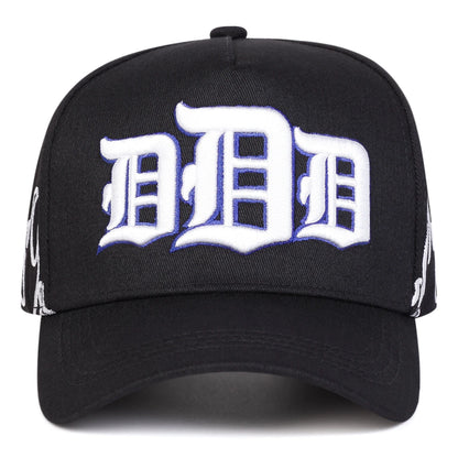 Unisex Gothic D Letter Flame Embroidery Baseball Caps Spring and Autumn Outdoor