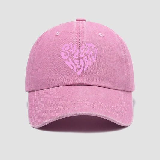 Pink Heart-Shaped Letter Printed Bbaseball Cap, Versatile for Daily Use, Sweet Girl's Hat