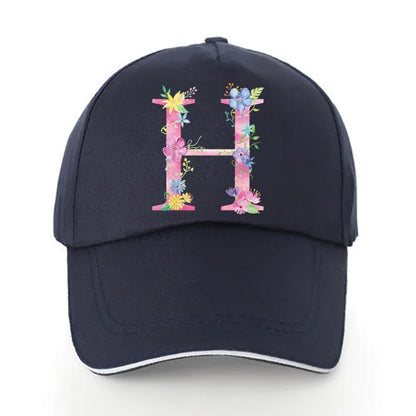 Men Baseball Cap Pure Cotton Adjustable Back Buckle Hat Pink Letter Print