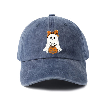 Ghost Girl with Pumpkin Graphic Baseball Cap