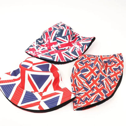 Reversible Union Jack Print Bucket Hat Fisherman Hat For Women Men