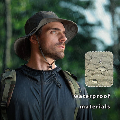 Men Bucket Hat Summer Leather Rope Chain Sun Hat Waterproof
