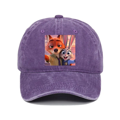 Disney Zootopia Cartoon Anime Retro Print Baseball Cap Judy Nick Sun Hat