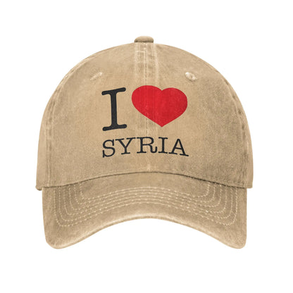 Syrian Flag Heartbeat Sun Baseball Cap I Love Syria Map Cool Female Male