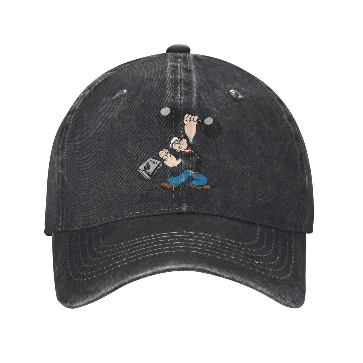 Popeyed Distressed Denim Baseball Cap